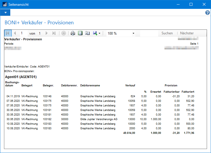 Bericht BONI+ Verkäufer - Provisionen