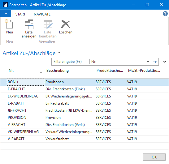 Artikel Zu-/Abschläge