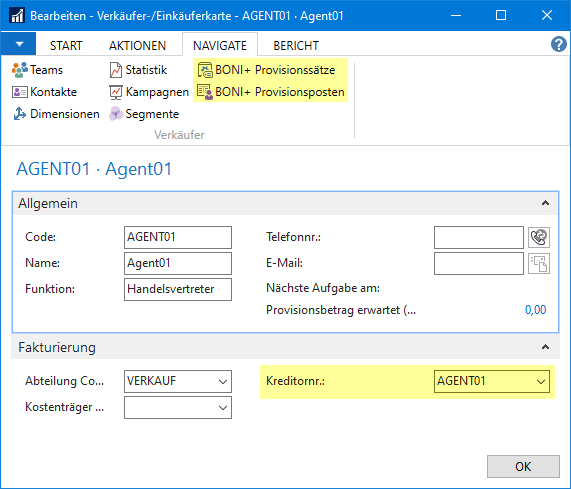 Verkäufer-/Einkäuferkarte