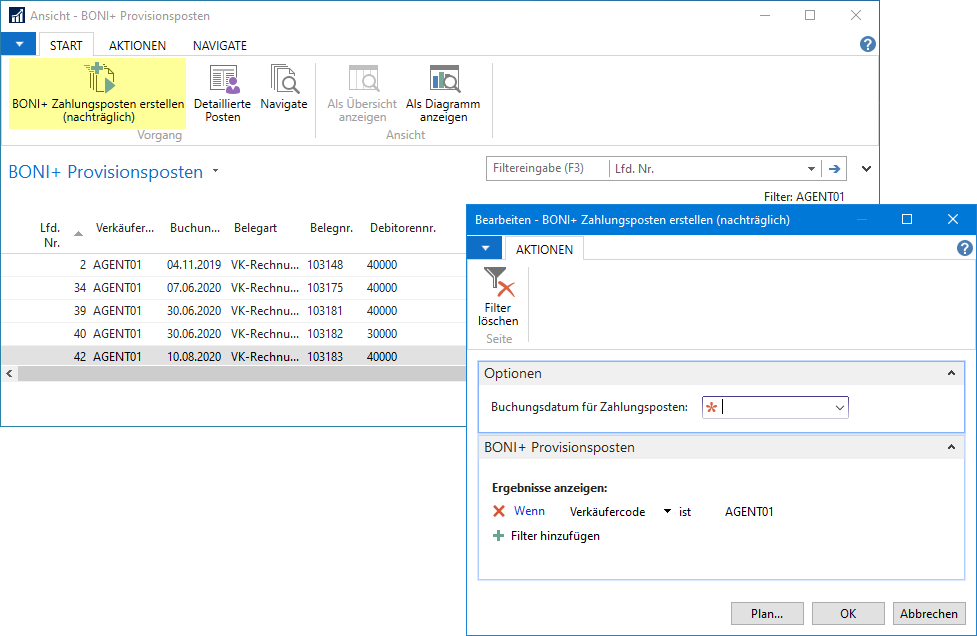 Zahlungsposten erstellen