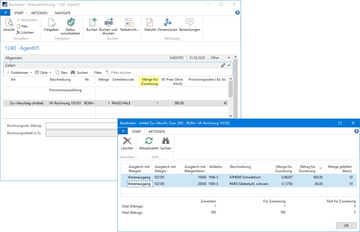 Artikel Zu-/Abschl. Zuw. (EK)