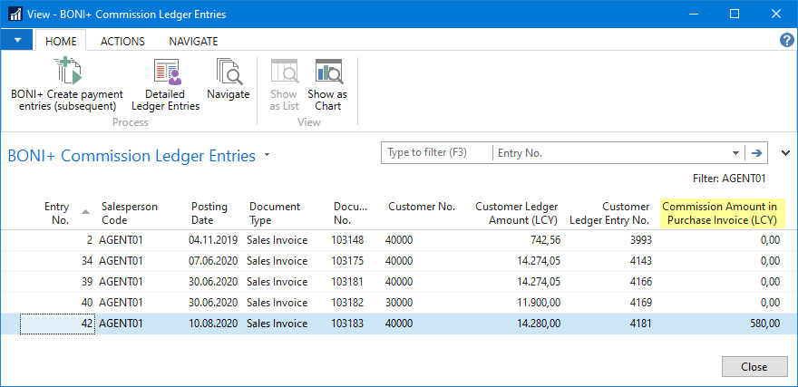BONI+ commission items - display commission amount in EK invoice